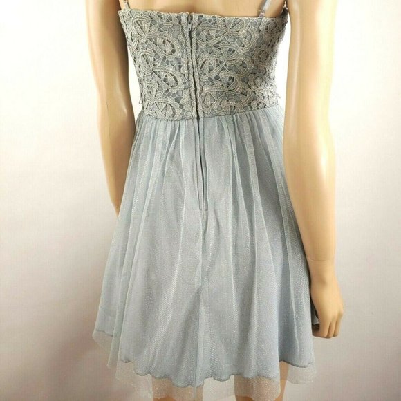 City Triangles Mini Dress Blue Lace And Tulle Size 7 - Picture 6 of 7